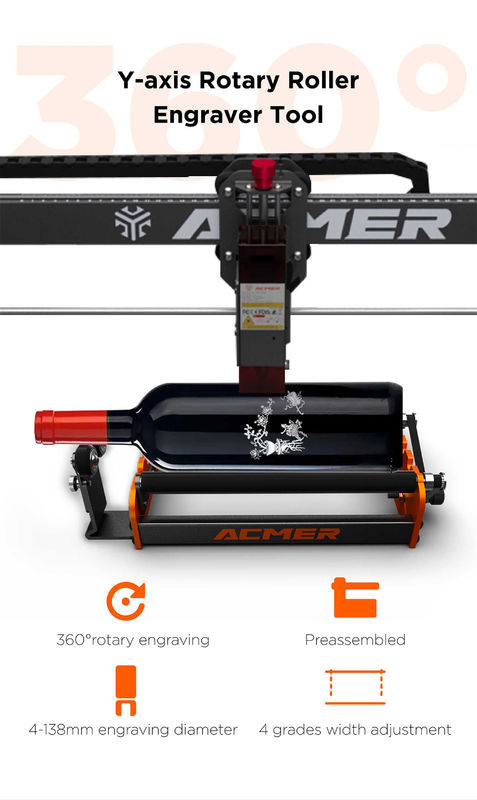 Acmer M2 Laser Graver Rotacyjny Roller Y Axis Rotacyjny 360 stopni Roller Laser Graveur