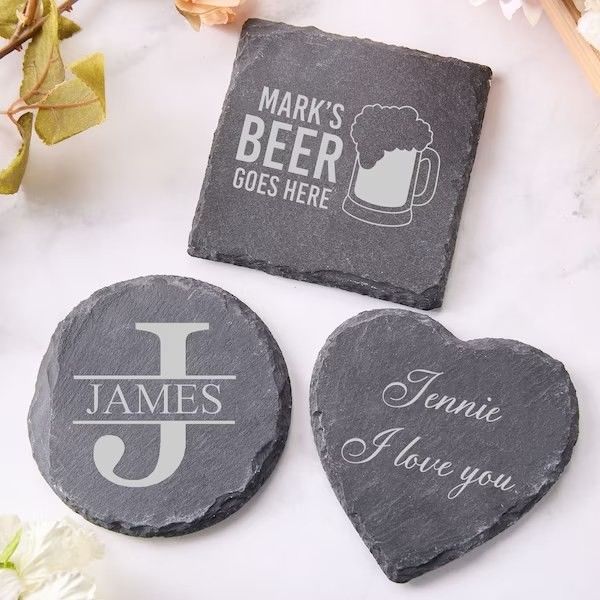 Slate Stone Drink Coasters Black Natural Edge Slate Stone Plate dla barów i domów