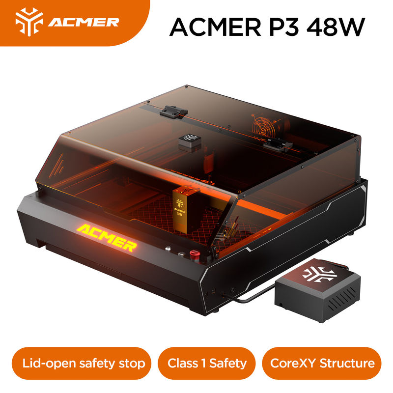 ACMER P3 48W grawer laserowy, 0,01mm precyzyjny diodowy laser do cięcia drewna metalu i trochę ciemnego nieprzezroczystego akrylu