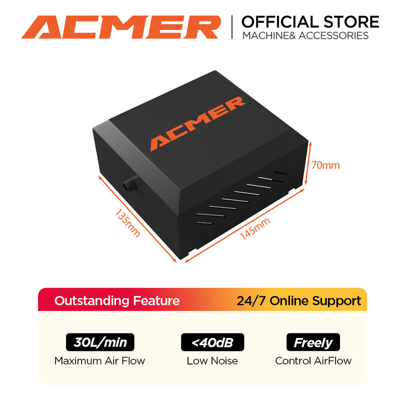 ACMER C4 Laser Engraver Pompy wspomagające powietrze UE I US I UK Wtyczka 5.0-5.5 M/s Prędkość powietrza