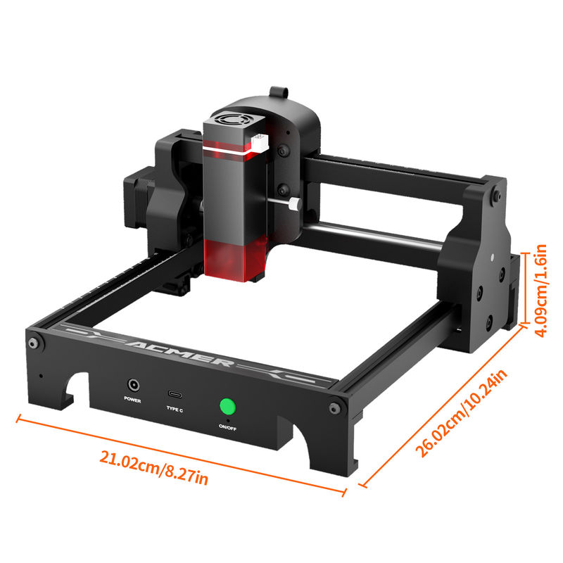 ACMER S1 Mini przenośny grawer laserowy dla drewna / tworzyw sztucznych / metalu 2500mw Wydajność laserowa 130 * 130mm Obszar roboczy