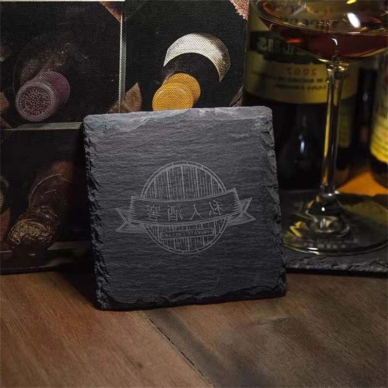 ACMER DIY Stone Coaster Slate Stone Drink Coasters Black Natural Edge dla barów i domów