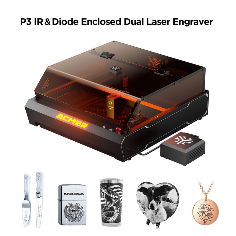 ACMER P3 96W CNC Laser Engraver Wysokiej Prędkości Profil Aluminiowy kadłub 10000mw Diodowy Laser USB/APP/TF Metoda komunikacji
